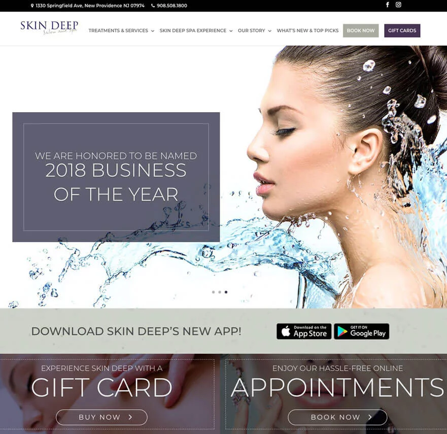 SKIN DEEP SALON AND SPA website