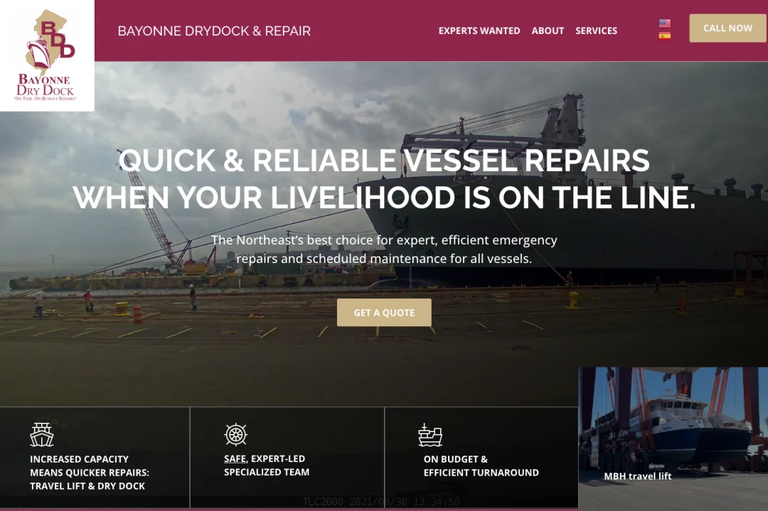 Bayonne Dry Dock website design